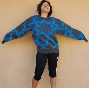 🔷️◾Grey and baby blue VINTAGE KNIT SWEATER◾🔷️
